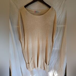 Free People Beach Beige Knit Tunic Mini Dress size Medium